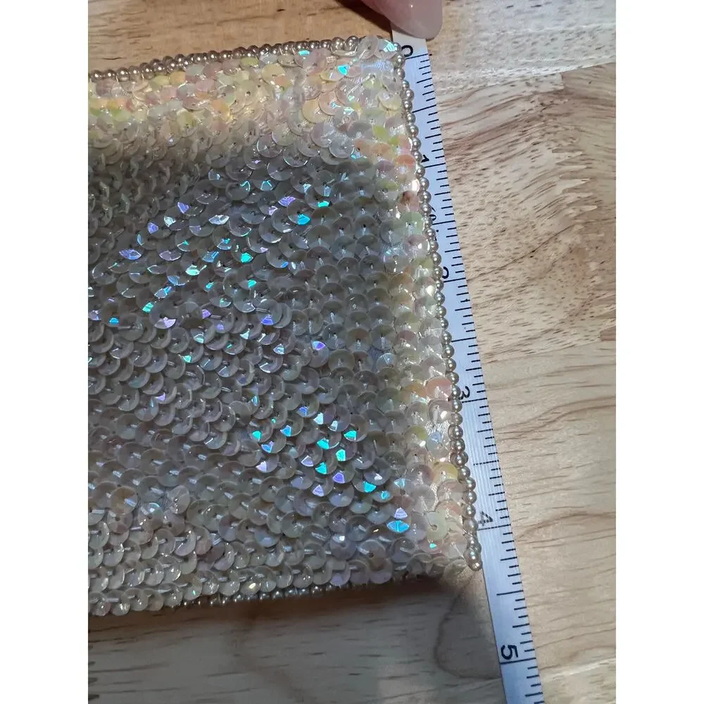 Vintage Clutch Envelope Wallet Hand Beaded Hong Kong Gold 8